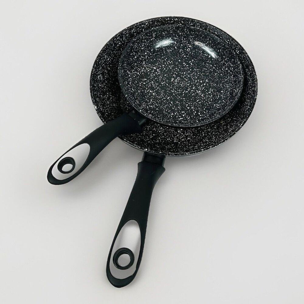 Crofton Black & White Speckled Enamelware Set of 2 Skillets 8” & 10”